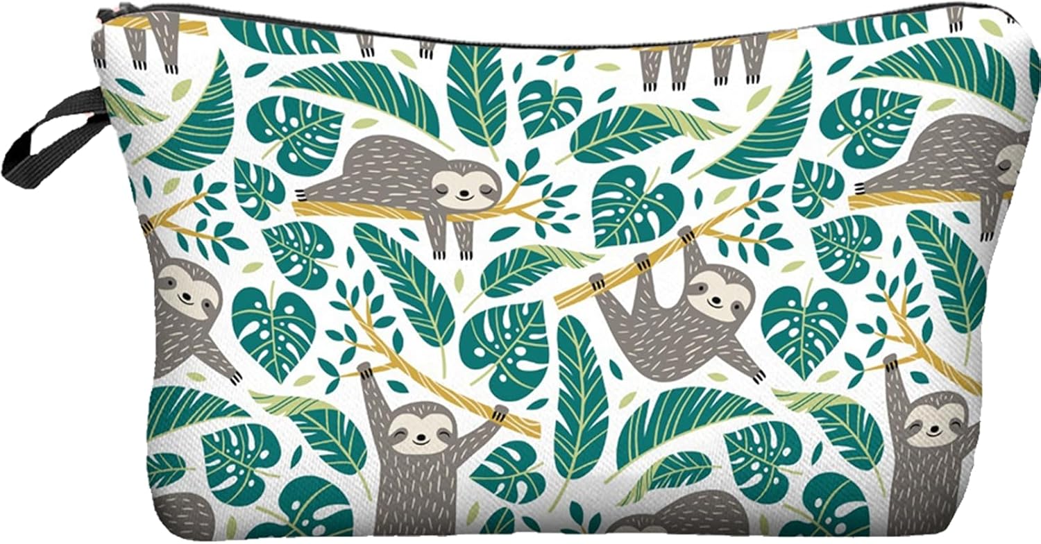Canvas Toiletry Bag Organizer Toiletry Bag Portable Travel Toiletry Bag Handbag Travel Accessory for Girls Sloth Green Modern, Green, Modern