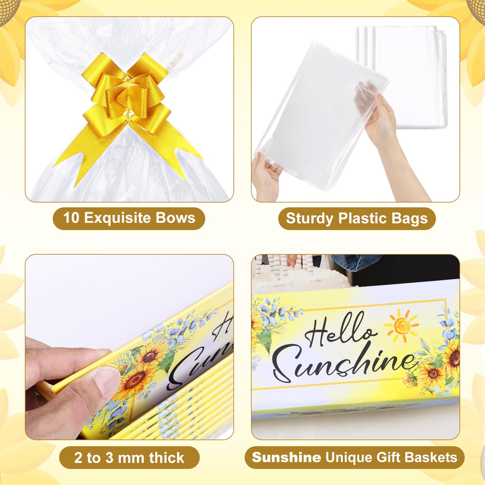 AFOROEOA Sonnenscheinkörbe für Geschenke, leer, 25,4 x 30,5 cm dicker Geschenkkorb, 10 Stück