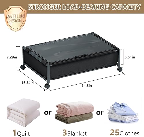 Miniatura 2 de SHINEWON Almacenamiento debajo de la cama con ruedas, contenedores de almacenamiento debajo de la cama, almacenamiento grande debajo de la cama con
