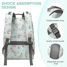 BILLITON MASHI Diaper Bag Backpack, Large Baby Nappy Bags with Portable Changing Pad for Boys and GirlsMultifunction Travel Baby Bag for Moms Dads, Shower Gifts Waterproof and StylishFlower Green