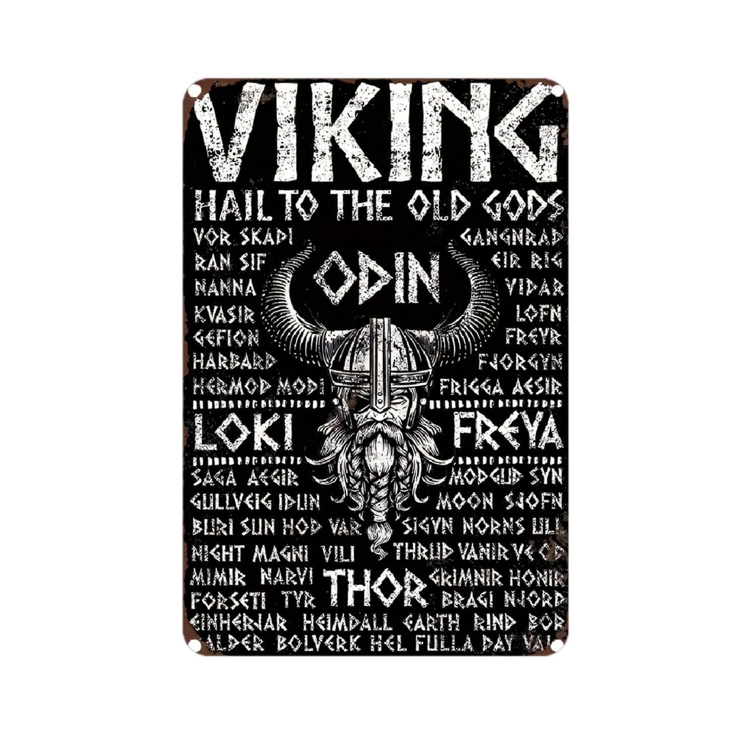 Anceky As Pic Viking Gods Norse Mythology Tin Sign – Vintage Pantheon Art Metal Wall Decor For Man Cave Bar Home 8X12