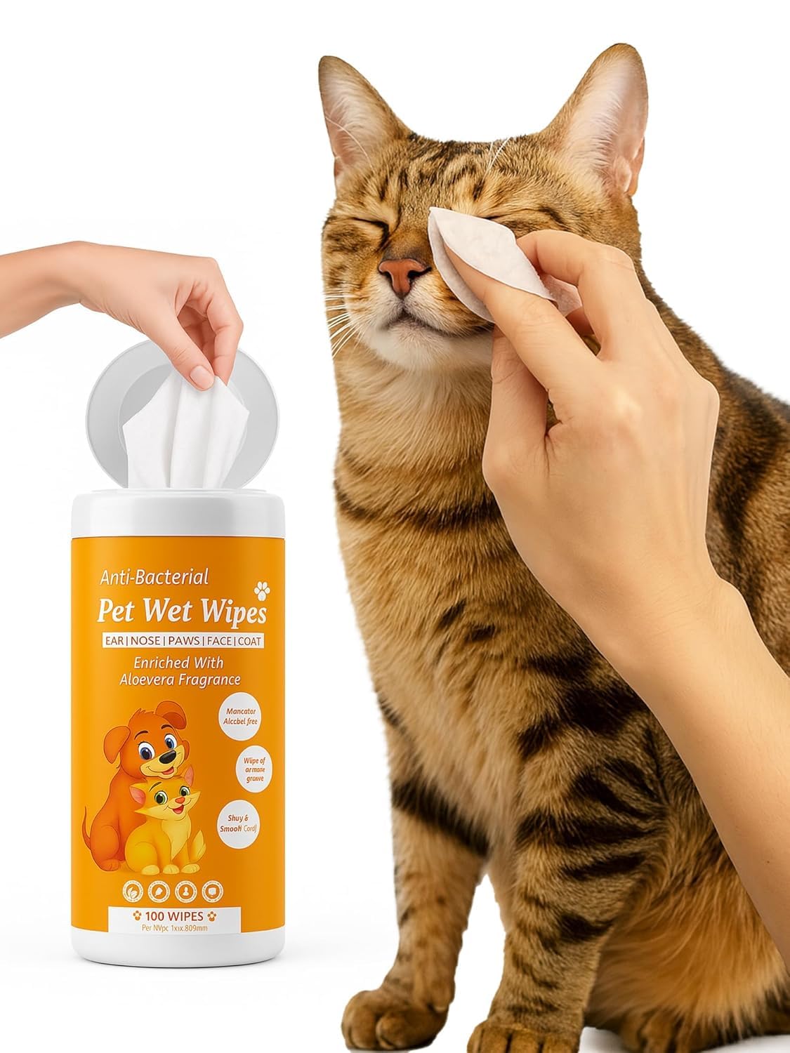 Wet Wipes for Dogs, Cats & All Pets | Lavender Essential, Vitamin E & Olive Oil | Anti-Bacterial Cleaning, Grooming & Deodorising Wipes (Pack of 1)