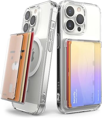 Ringke Magnetic Side Slot Card Holder [Compatible with MagSafe Wallet] Lightweight Hard Phone Wallet for Photocard Accessories ID Credit Card Holder for Phone Case - Clear Mist