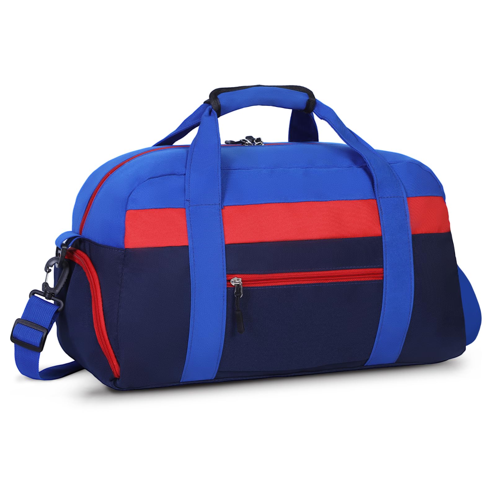 WOOMADA Kids Duffle Bag for Boys or Girls, Kids Overnight Bag with Shoe Compartment＆Wet Pocket, Ideal for School Practice, Sports, Travel(navy blue)