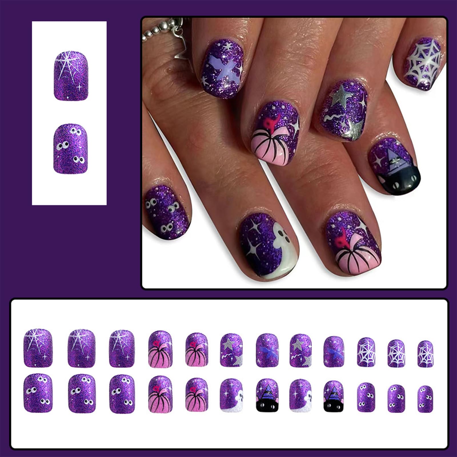 8-10yo nude Amazon.com: Purple Halloween Press on Nails Short Square Fake Nails Cute  Ghost Nails Press ons Pink Pumpkin Full Cover Glossy Acrylic Nails Cute Cat  False Nails Bat Artificial Nails for Women Girls