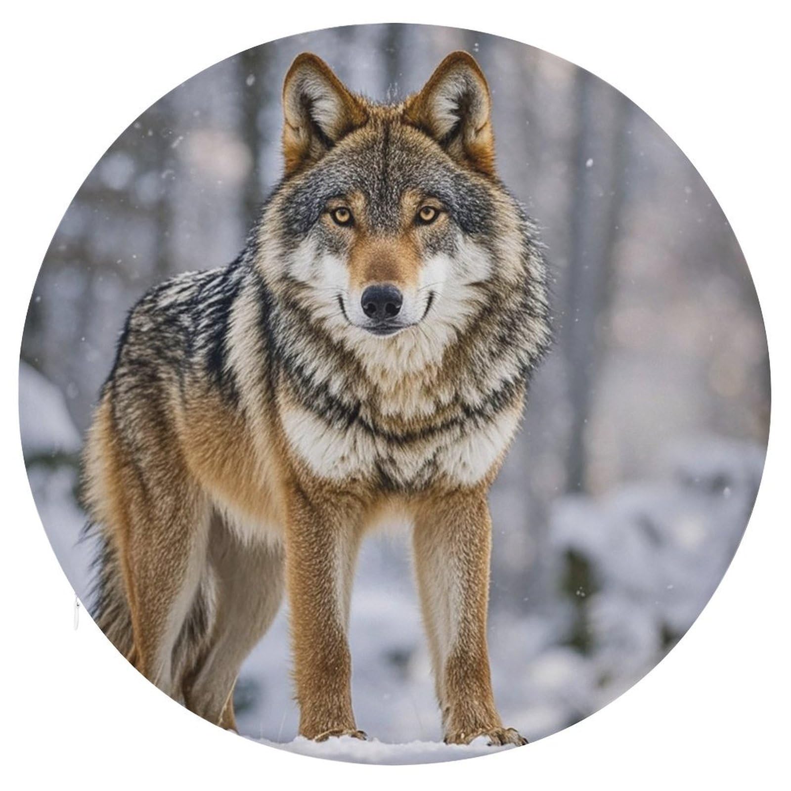 LZQPOEAS Wolf Swivel Seat Cushion with Supportive Memory Foam Comfort Round Bar Stool Cushion 15.3" Diameter Rotating Seat Cushions Fashion Chair Pad for Car Office Home