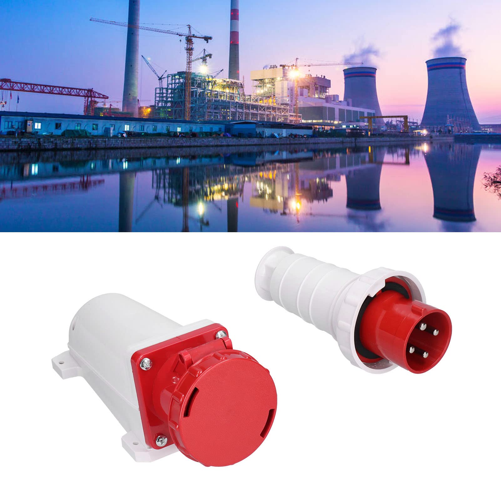 Zestaw złącza złącza gniazda przemysłowego 4 pin 3 faza IP67 63A 380–415V, Materiał ABS, Solid Mosiądz Poradnik [Przemysł,]
