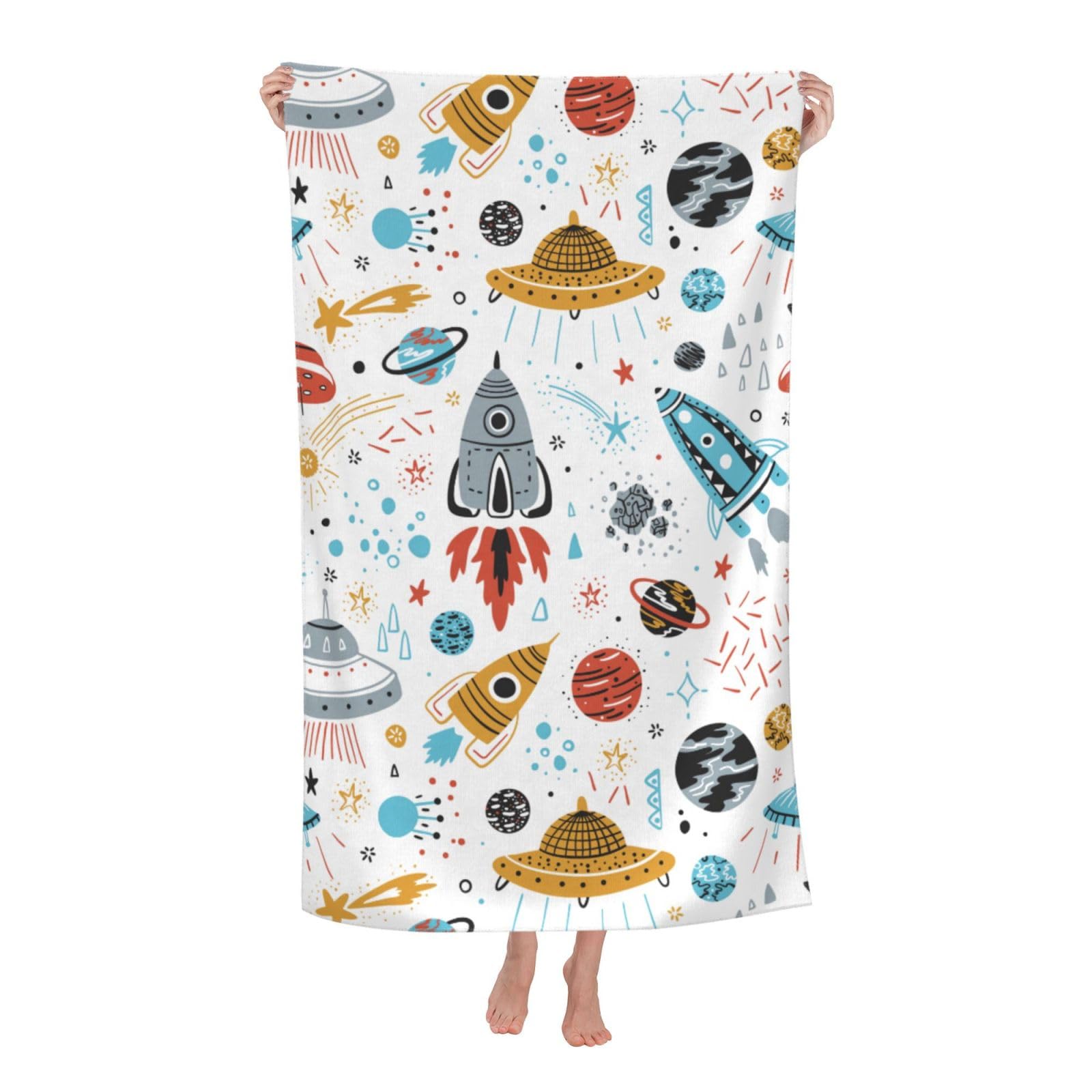 Cbaaghh Cartoon Rockets Print Adult Beach Towels,Beach & Pool Towel,Beach Towels,Towels For Camping
