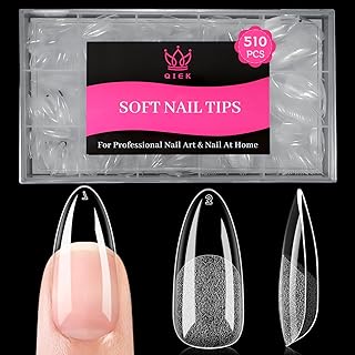 510 Stück 15 Größen Nail Tips für Gelnägel Medium Mandel Soft Gel Nageltips Full Cover Nail Tips Pre-Shaped Press On Nails Kein Feilen Erforderlich Fake Nagel Tips für Home DIY Nageldesign