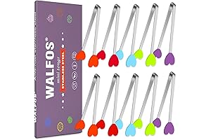 Walfos Mini Tongs, 10 Pcs Silicone Small Tongs 5.5 Inch Heart Shape...