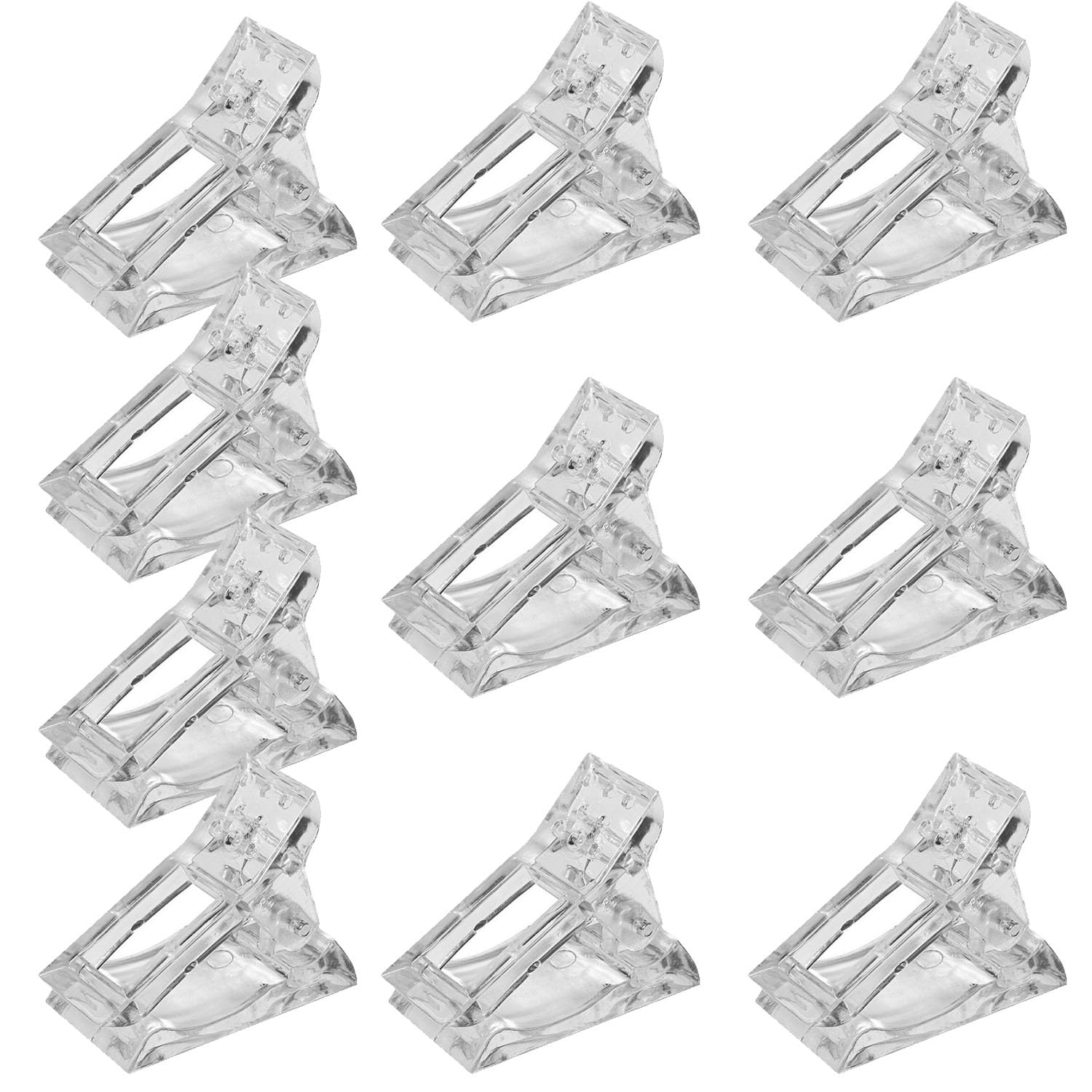 10 Pcs Pinces Ongles Transparentes, Pinces à Ongles en Gel, Clip à Ongles Cristal pour les Extensions d'Ongles et la Manucure (Blanc)