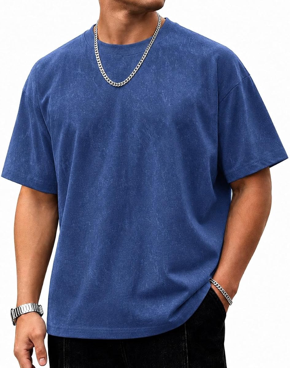 COOFANDY Mens Oversized T Shirt Loose Fit Vintage Washed Tee Casual Streetwear Unisex Short Sleeve Heavy Cotton Top
