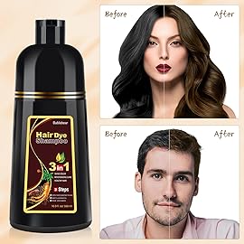 Bablabear Chestnut Brown Hair Color Shampoo for Gray Hair 500ML Instant Hair Dye Shampoo for Men & Women-3 in 1 Color Shampoo for Dark Hair-Colors in Minutes-Long Lasting-Safe & Easy to Use