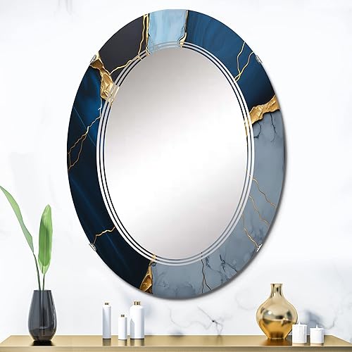 Miniatura 6 de Abstract Geode Blue III- Vanity Mirror, Bathroom Mirrors, Wall Mirrors for Living Room, Bedroom - Round Mirror - Large 24'x24', 32'x32'