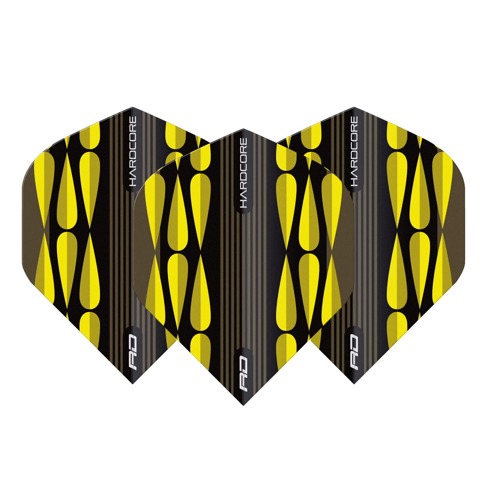 RED DRAGON Hardcore Radical Yellow Teardrop Dart Flights - 4 Sets Per Pack (12 Dart Flights in total) - Image 3