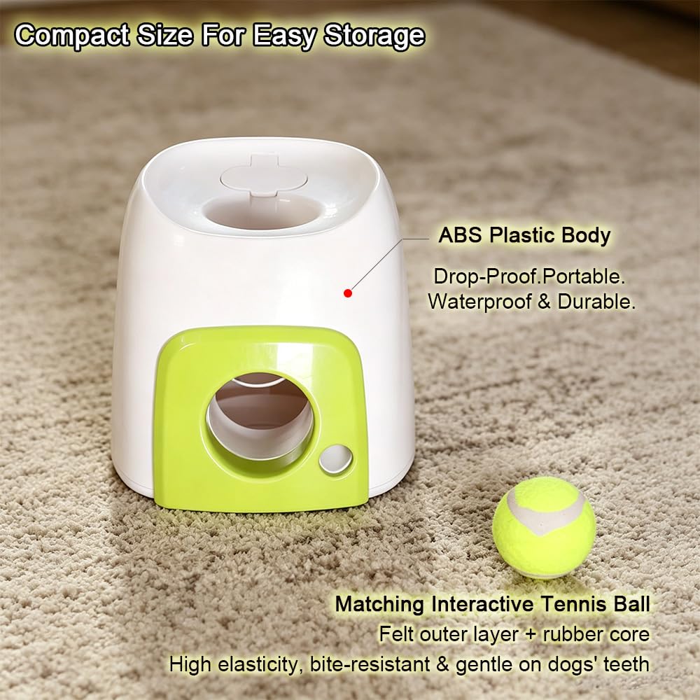 Máquina lanzadora de pelotas de perro, rodillo interactivo de pelotas de tenis con recompensa de golosinas, juguete ABS para mascotas para jugar en interiores y exteriores
