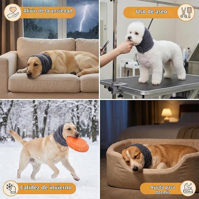 Foto 6 de 6 de 1 Funda de Oreja para Perro Ajustable, para Perro Cálido en Invierno, Cómodo, Protección de Oído para Perro