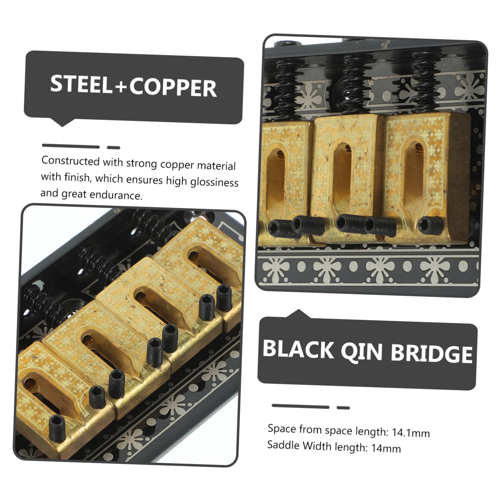 FUNOMOCYA Replacement Bridge Set for Mandolin Ukulele 4 String Hard-tail Bridge Mounting Hardware Random Color