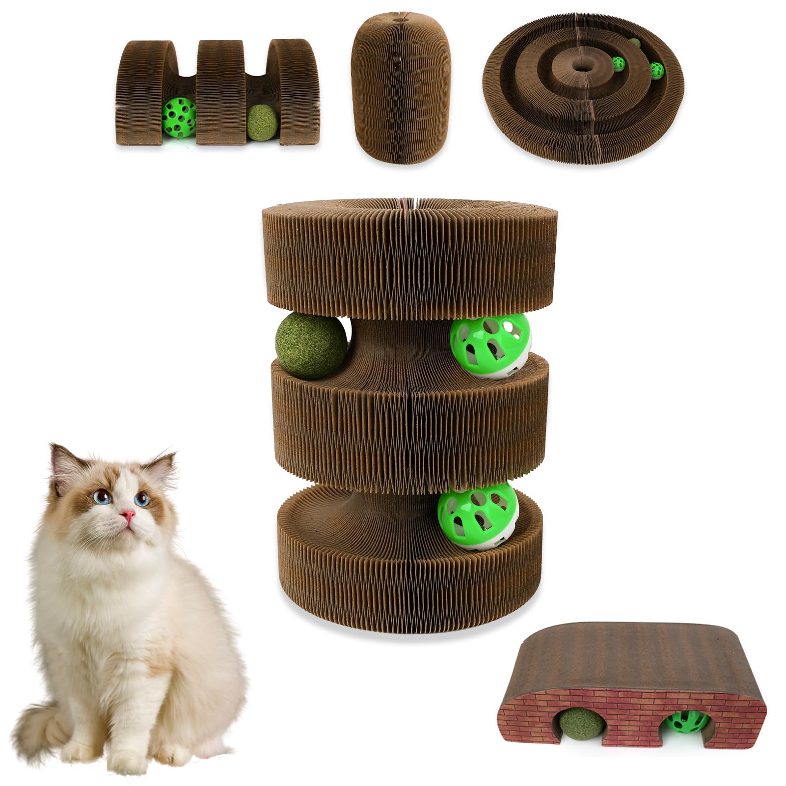 Cat Scratcher, Magic Organ Cat Scratching Board, Reversible Interactive Toys Scratching, Cardboard, Kitten Scratcher Pads with Catnip Ball(1PC)