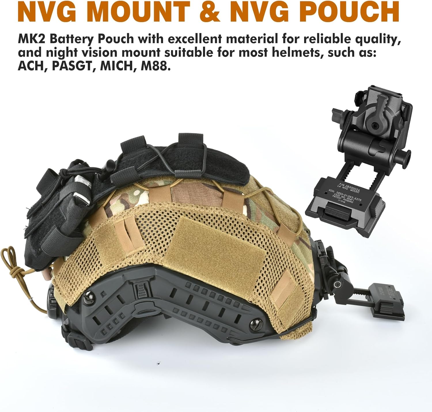 Gexmil CNC PVS15/18 Night Vision Goggles Mount for L4G24 NVG Mount and Tactical Helmet Battery Pouch MK2 Helmet Battery Pack