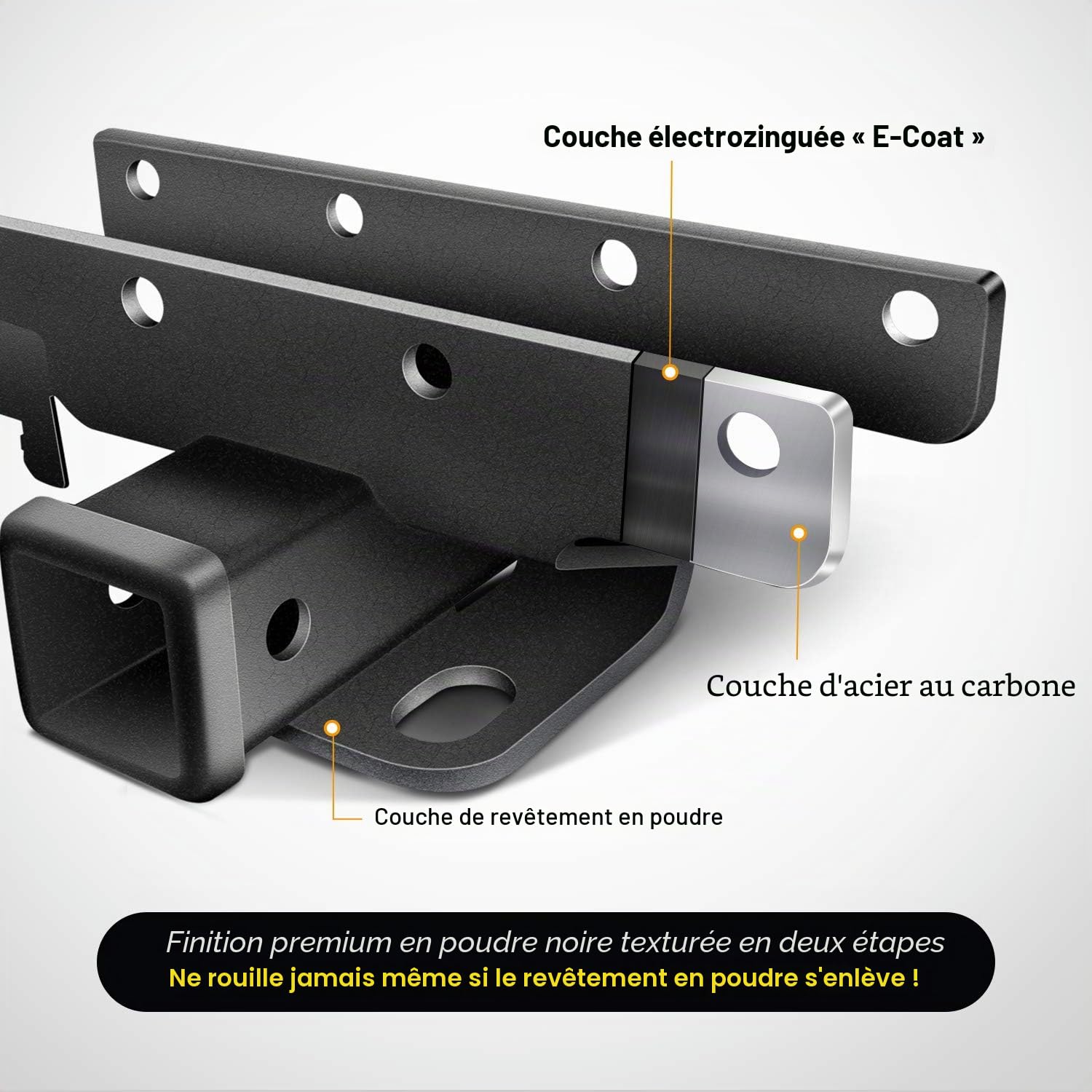 Nilight Kit récepteur d'attelage de remorque pour Pare-Chocs arrière JK-61A de 5,1 cm, avec Faisceau de câblage à 4 Broches