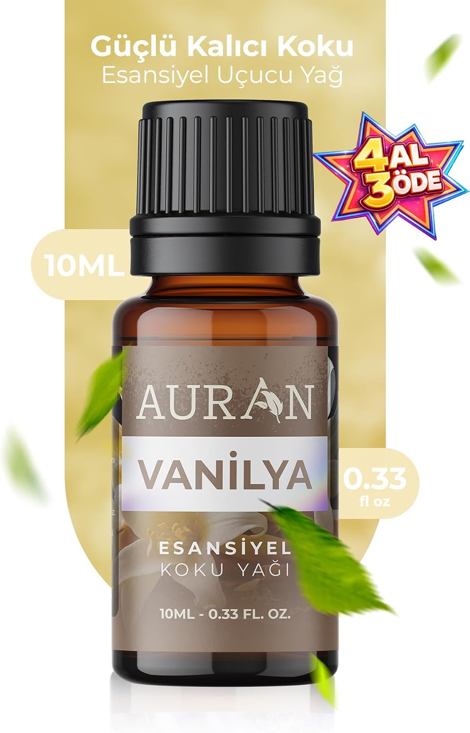 AURAN Vanilya Esansiyel Uçucu Koku Yağı Difüzör Esansı Buhurdanlık Yağı Aromaterapi Yağı 10ml