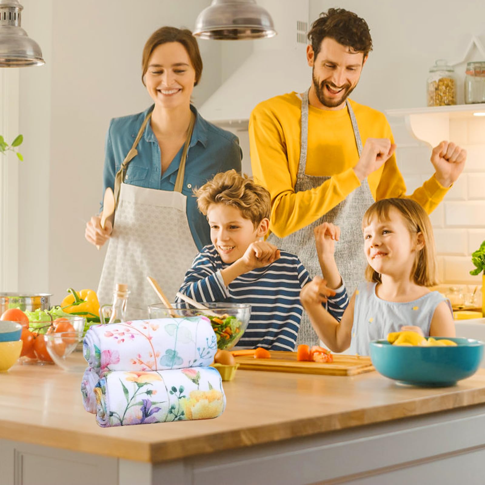 2 Strofinacci Cucina Microfibra | Motivi Primavera 40x60 Cm | Super Assorbenti (Rosa) - Foto 12