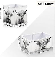 Vista 2 de Cesta de almacenamiento plegable de vaca Highland de 11 x 11 x 11 pulgadas, cubo de almacenamiento para decoración del hogar, cestas