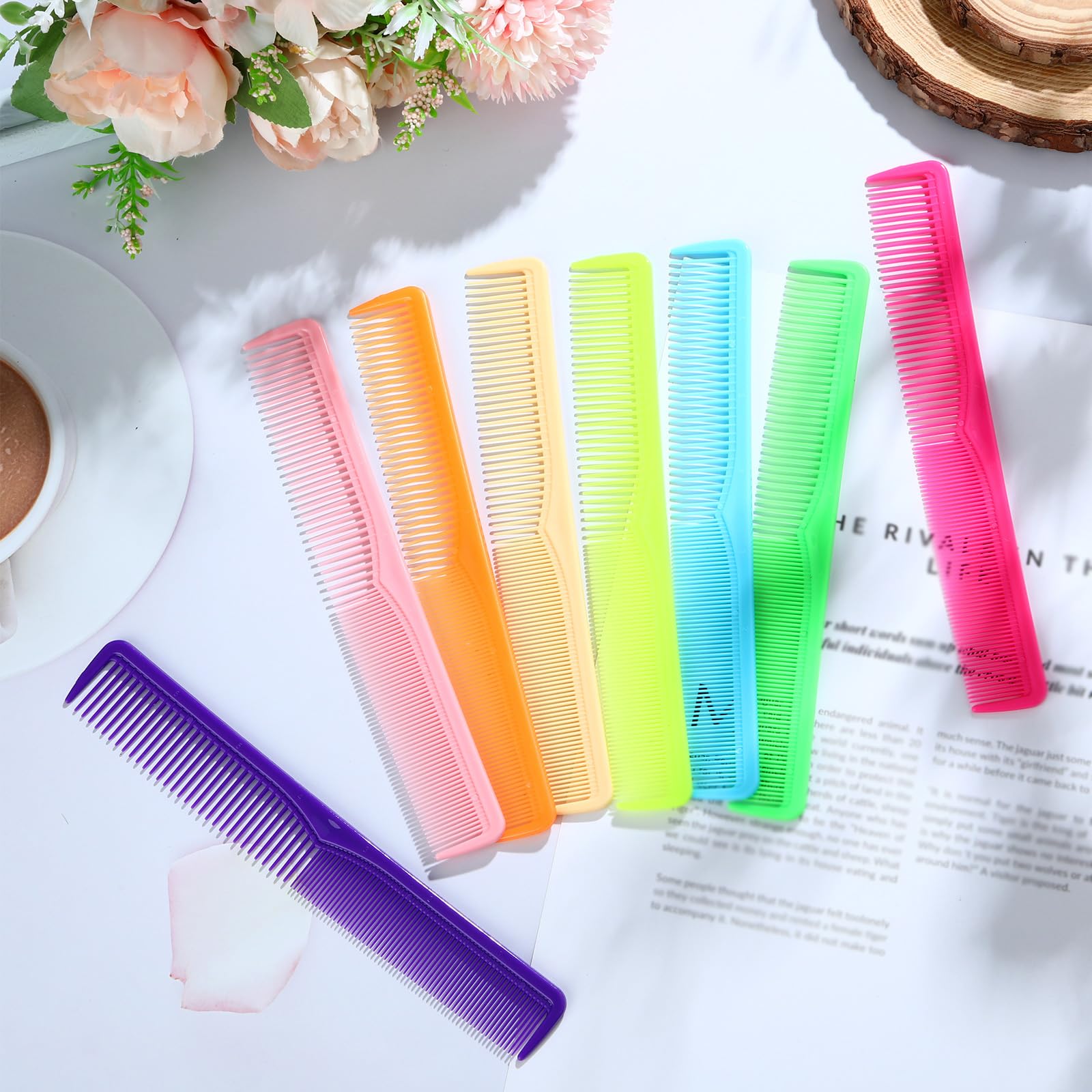 24 peines de fibra de carbono para peinar peluquería, peine de dientes finos y anchos, peine de peluquería, peine de peluquería profesional, peine de corte de pelo, cepillo de pelo para mujeres y