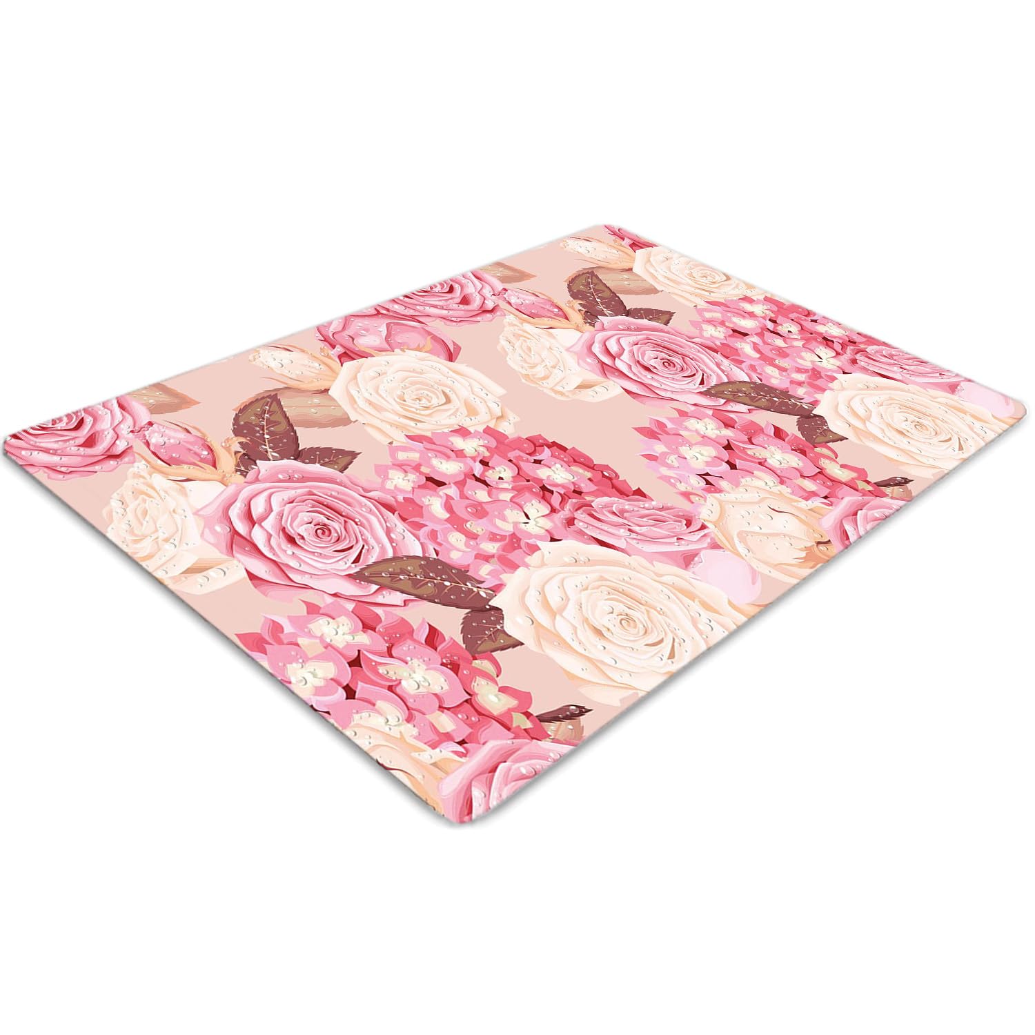 Tapis protège-sol PVC antidérapant et imperméable motif roses pour stopper les rayures