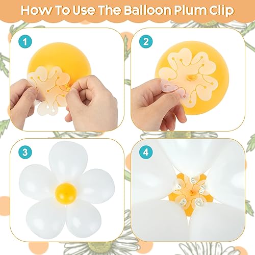 Miniatura 5 de Kit de arco de guirnalda de globos de margaritas, decoraciones de fiesta de flores geniales pastel con pancartas de margaritas rosas, amarillas,