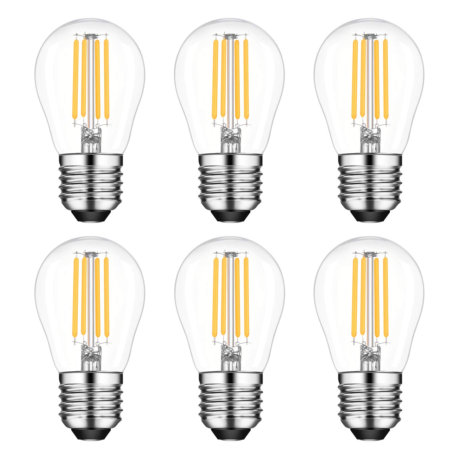 Bingshion Light/White E27 Dimmable 4W Led G45 Bulbs, 40W Incandescent Bulb Equivalent, 2700K Warm 400Lm, Pack Of 6
