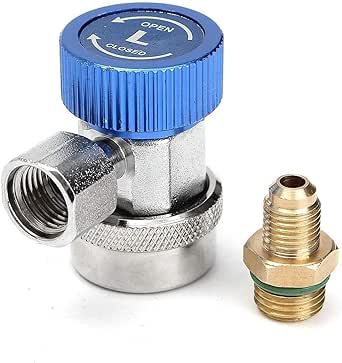 CarBole AC Manifold Gauge Quick Coupler Set – High & Low Side Adapters, 90° SAE Fittings