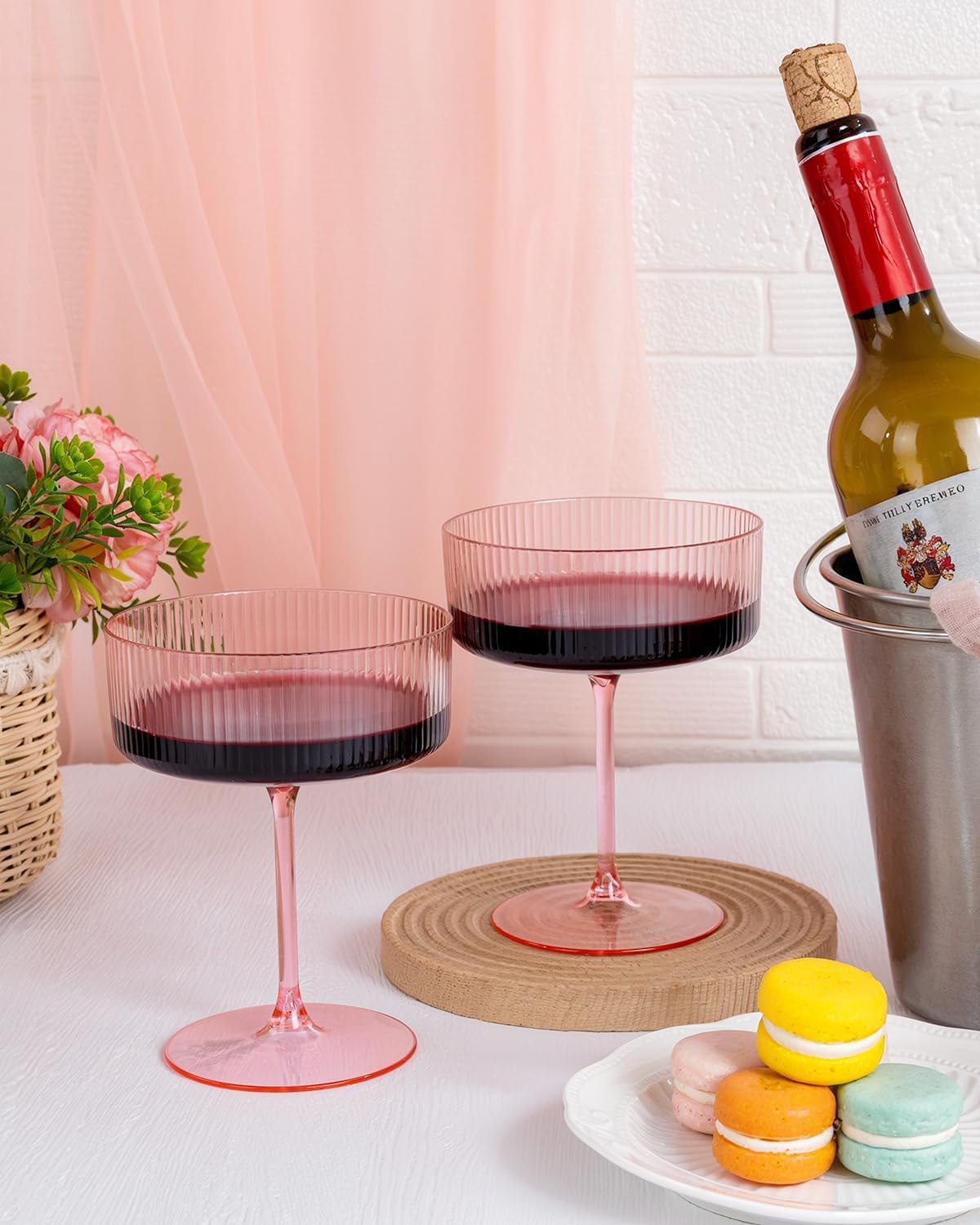 Ciaell 12PCS Plastic Ribbed Martini Glasses and 12PCS Plastic Martini Glasses