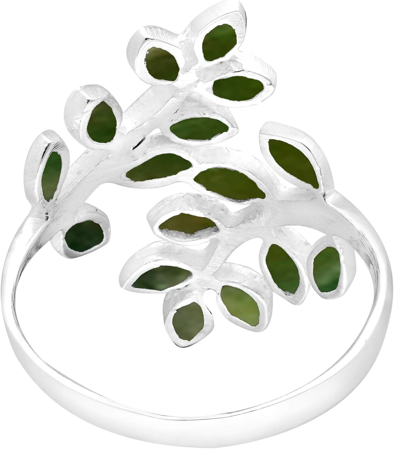 Aeravida Peaceful Olive Branch Sterling Silver & Abalone Shell Inlay Wrap Ring | Elegant Wedding Rings For Women | Casual Comfort Fit Silver Rings for Women | Gift for Daughter | Sterling Silver Rings Sizes - Image 3