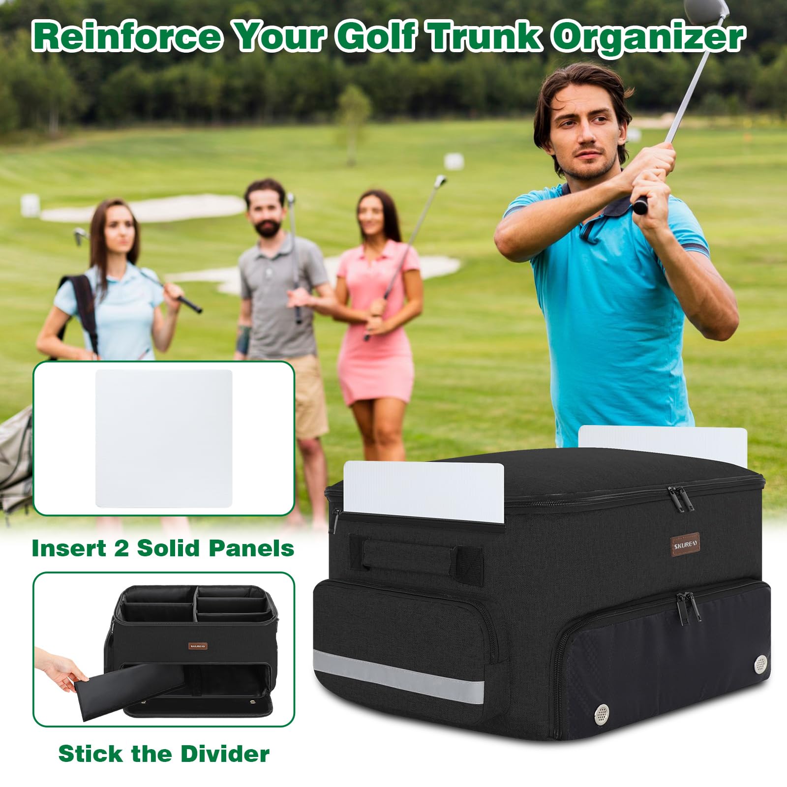 Organizzatore da Golf per Auto, armadietto da Golf a 2 Strati con Scomparto per Scarpe ventilato Separato, Organizer per Auto da Golf Grigio per Accessori da Golf, da Uomo (Nero)