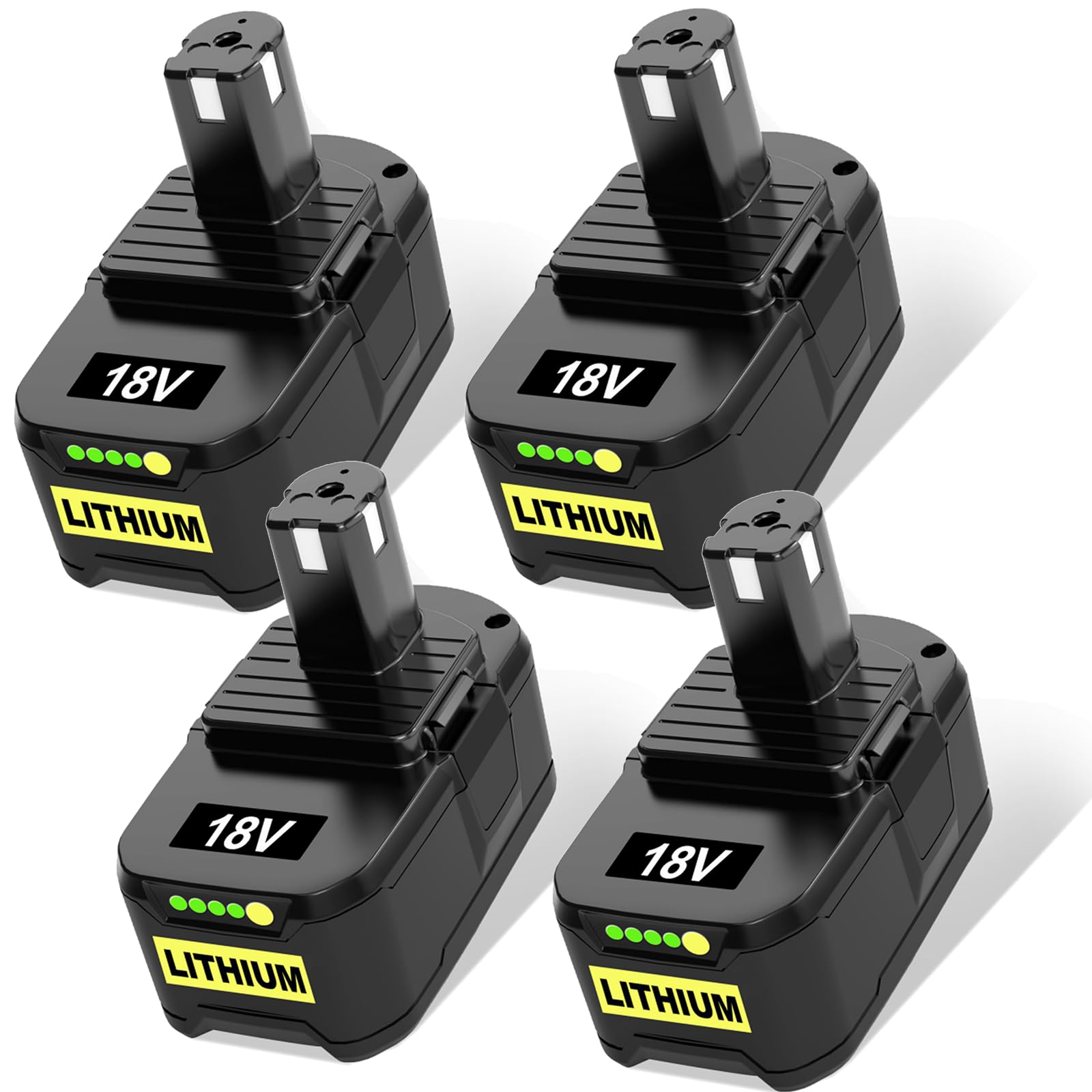 4 Packs 18V 9.0Ah Li-ion Replacement for Ryobi Battery Compatible with Ryobi 18V Battery P108 RB18L50 RB18L25 P102 P103 P104 P105 P106 P107 High Capacity for Cordless Power Tools (9.0 * 4)
