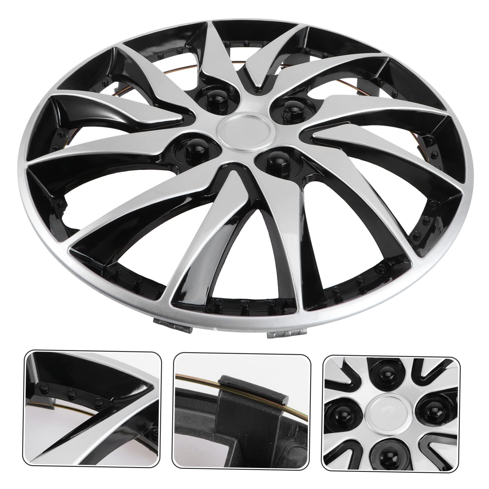 Copricerchio Da 14 Pollici Argento Nero Accessorio Per Cerchione Automatico Mozzo Custodia Ripristino Equipaggiamento Originale