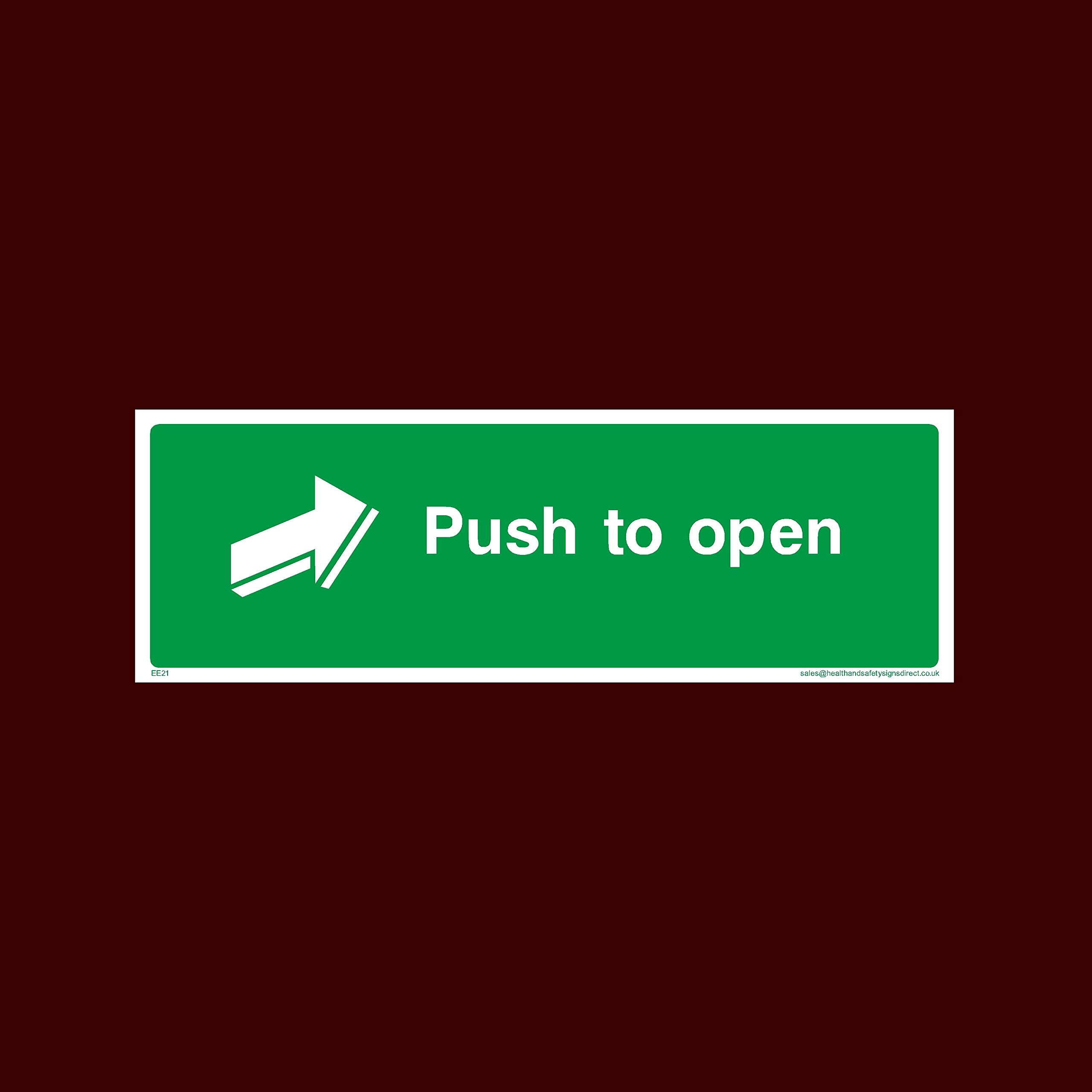 USSP&S Push to open Plastic Sign - Fire, Push Bar/Pad, Disabled Fire Exit, Assembly, Break Glass, Lift - (EE21)
