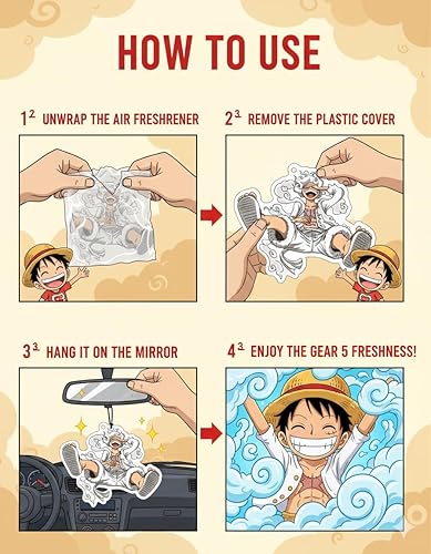 Miniatura 6 de PumpCar - Ambientador de coche de una pieza con aroma a cereza, 5 ambientadores colgantes de anime japonés para espejo retrovisor, accesorios para