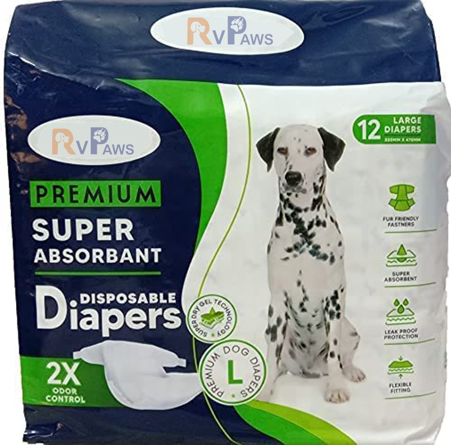 RvPaws Disposable Pet Diapers for Dogs (Large, 470mm X 320mm, 12 pcs) (B09MD9VR6H) Amazon Price History, Amazon Price Tracker