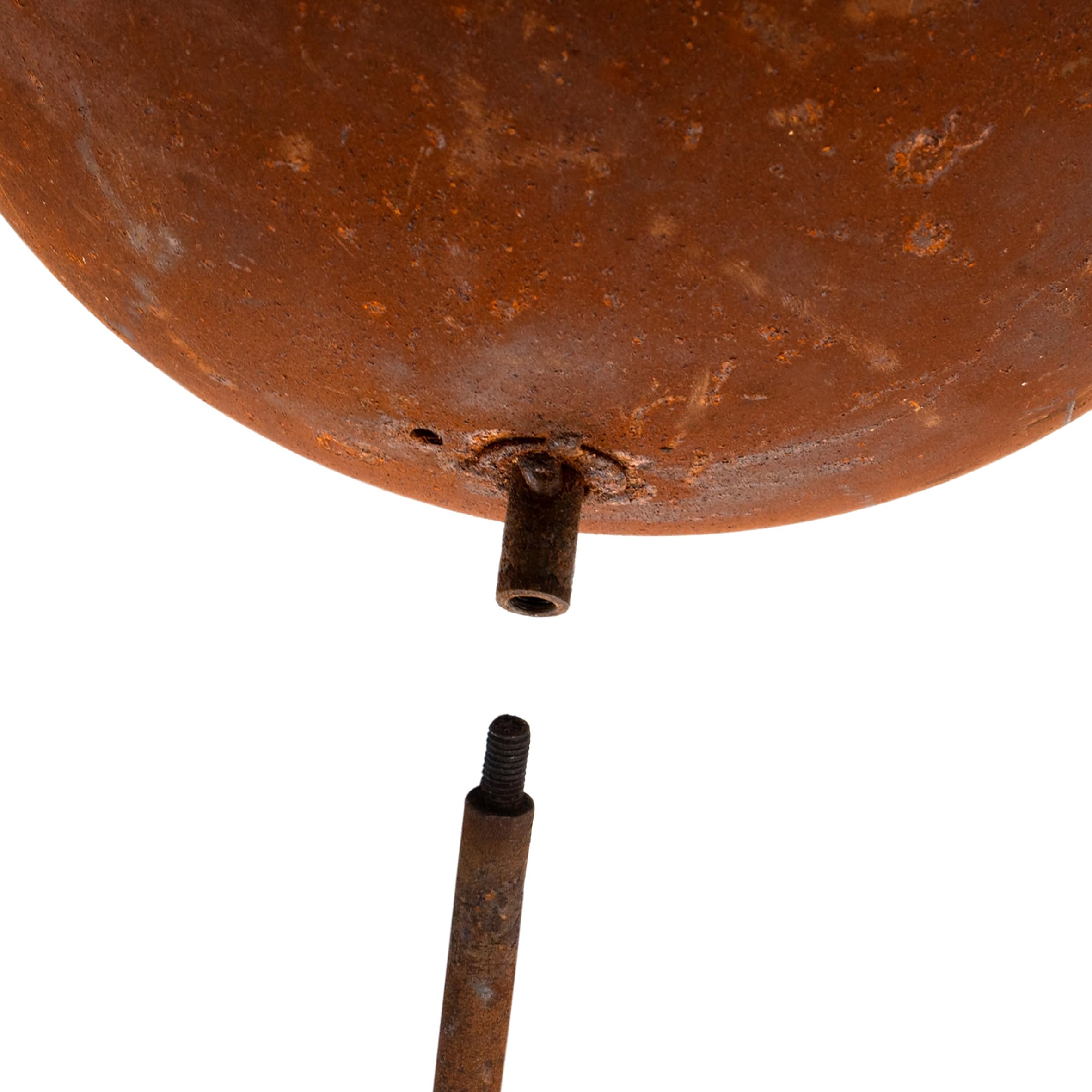 Lot de 2 boules de feu en métal rouillé - 92/70 cm - Photophore avec piquet - Décoration de jardin