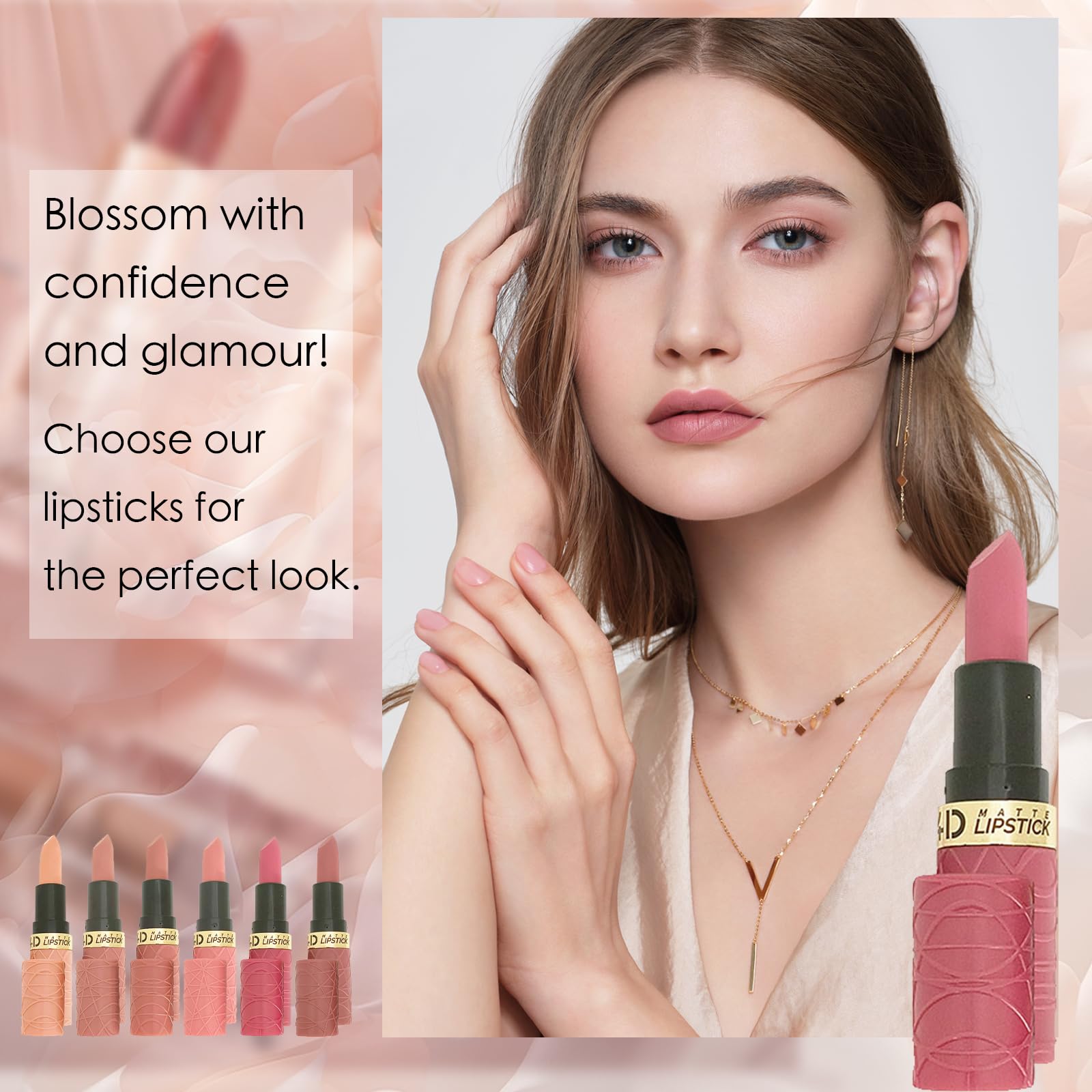 Nude Lipstick Set, 6PCS Long Lasting Matte Lipsticks Gift Sets for Women - Image 2