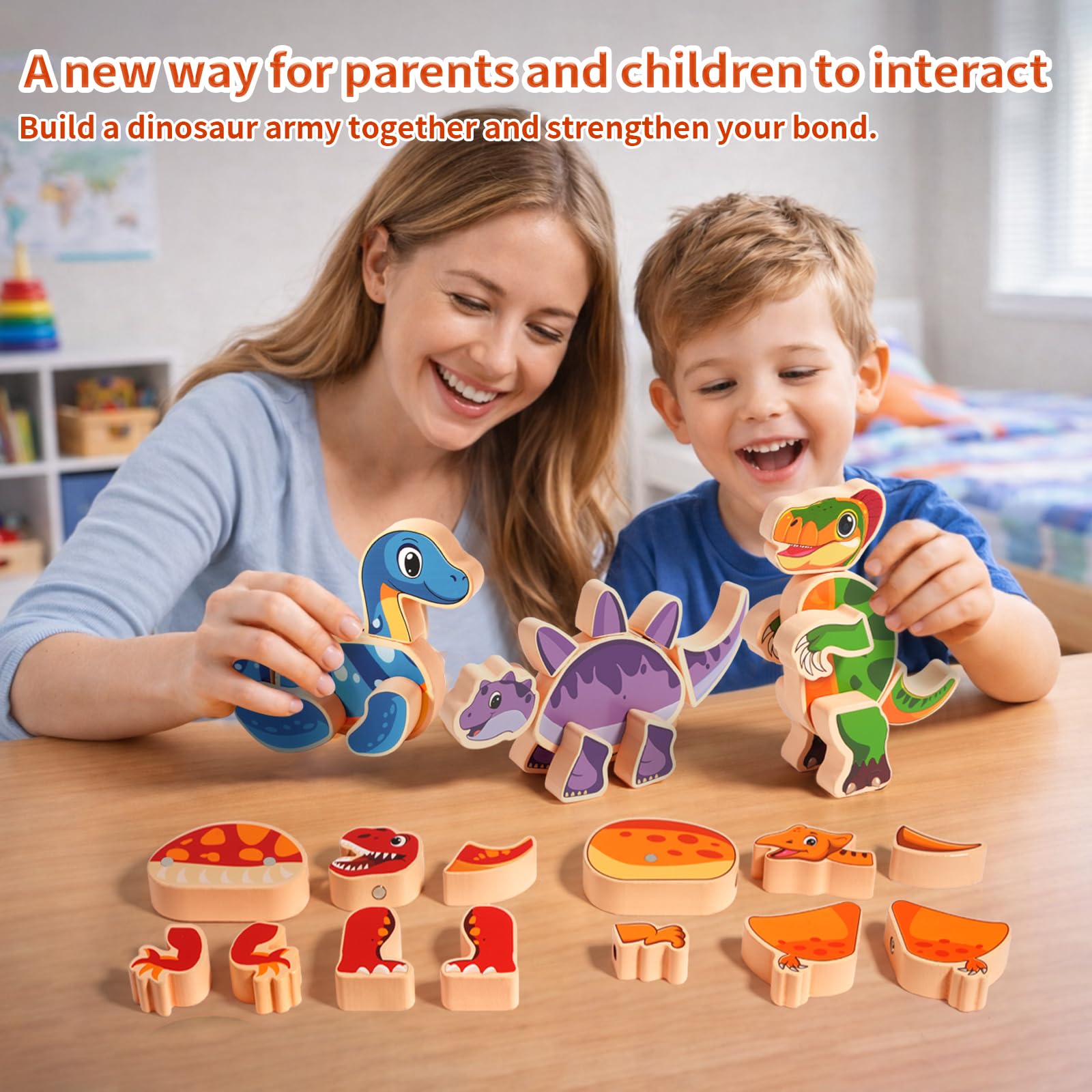 INIFEIDALA Magnetic Dinosaur Building Blocks -6