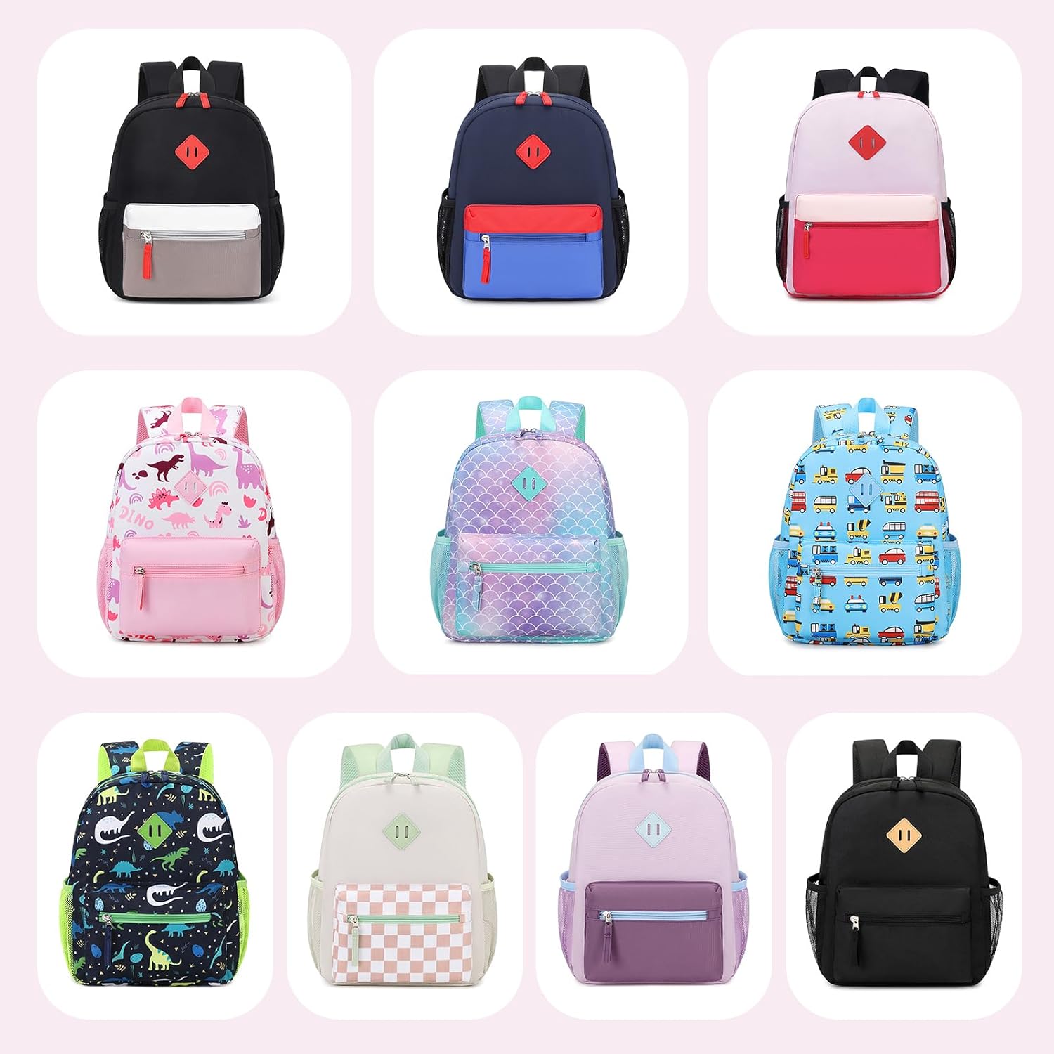 Toddler Backpack for Girls, 12'' Mini Preschool Backpack for Kids Age 2-4 Years Old Small Toddler Bookbag for Kindergarten with Chest Buckle and Reflective Strip, Pink Dino - Image 2