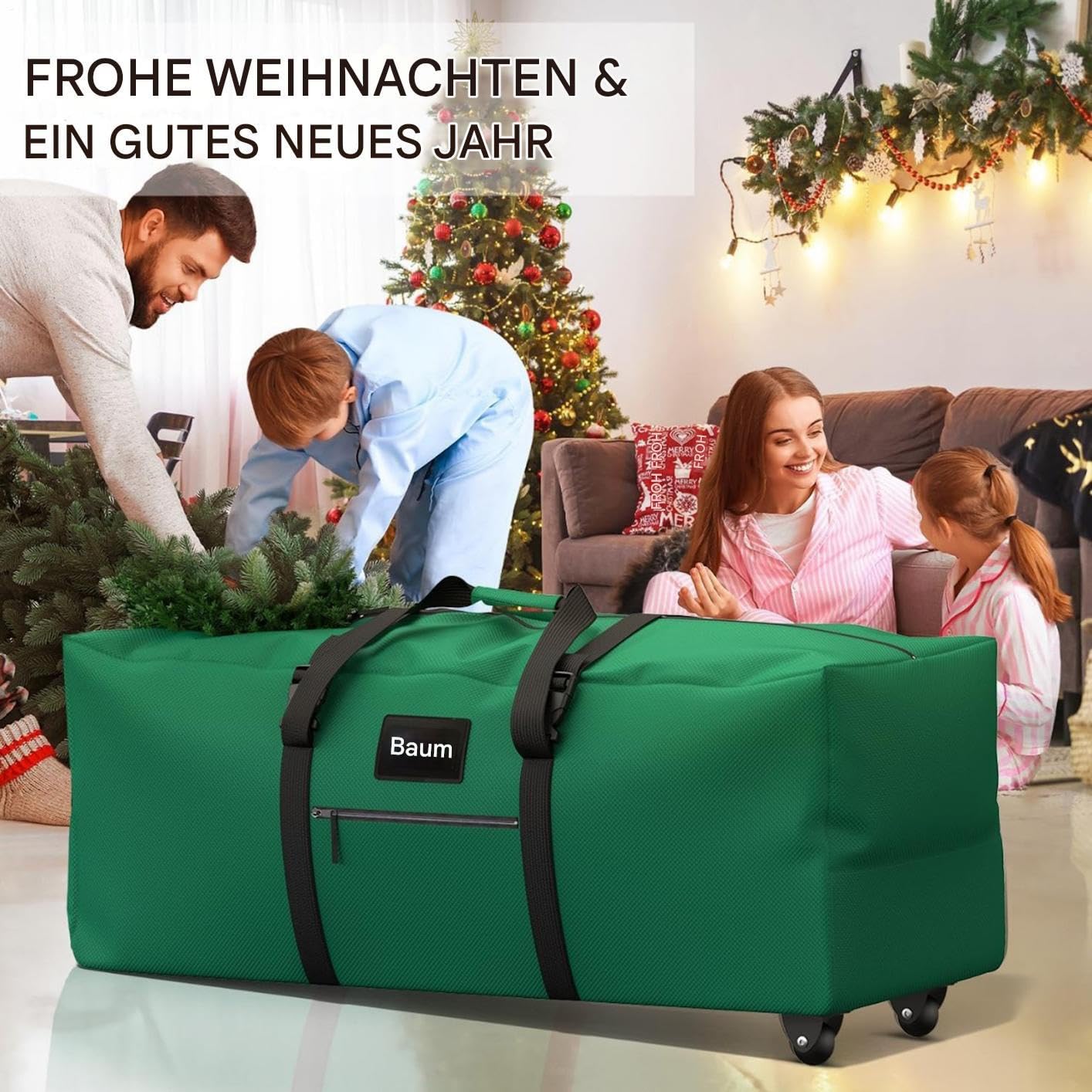Caja de almacenamiento para árbol de Navidad, resistente al desgarro, para árboles artificiales y decoración