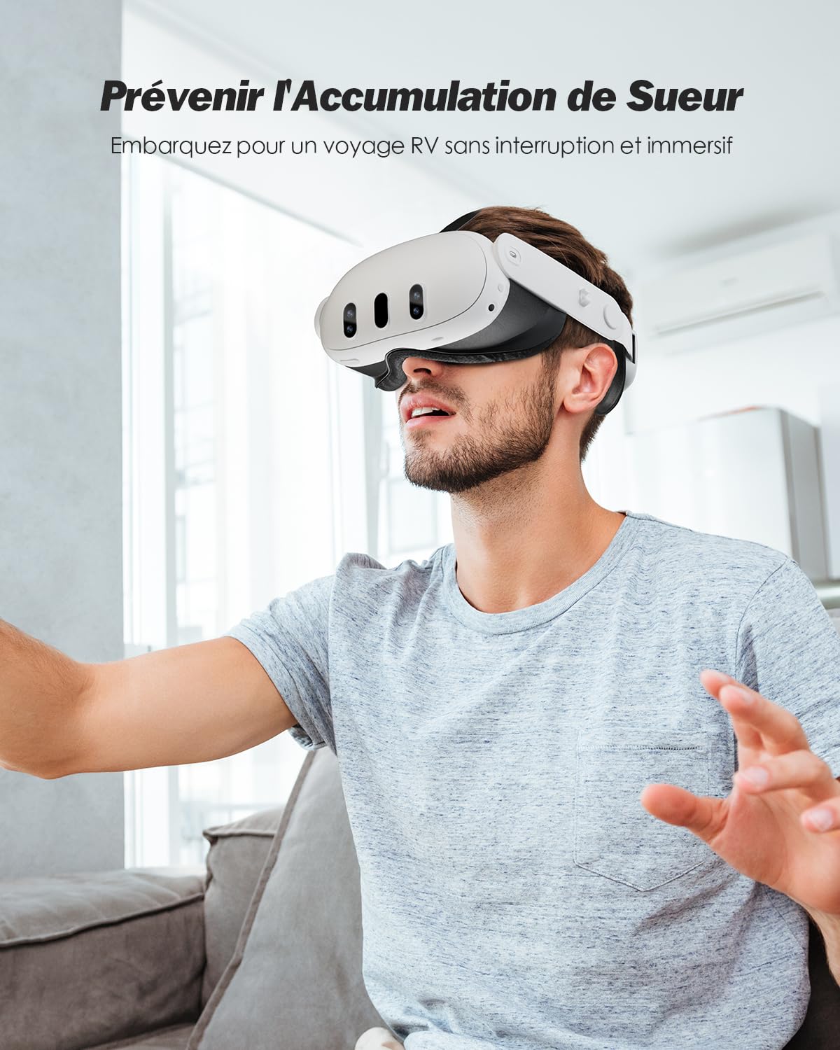 SUPERUS Interface Faciale & Face Cover Pad pour Meta Quest 3 - Accessoires VR Compatible avec Meta/Oculus Quest 3, Coussin en Cuir PU Souple Anti-Fuite de Lumière pour Quest 3