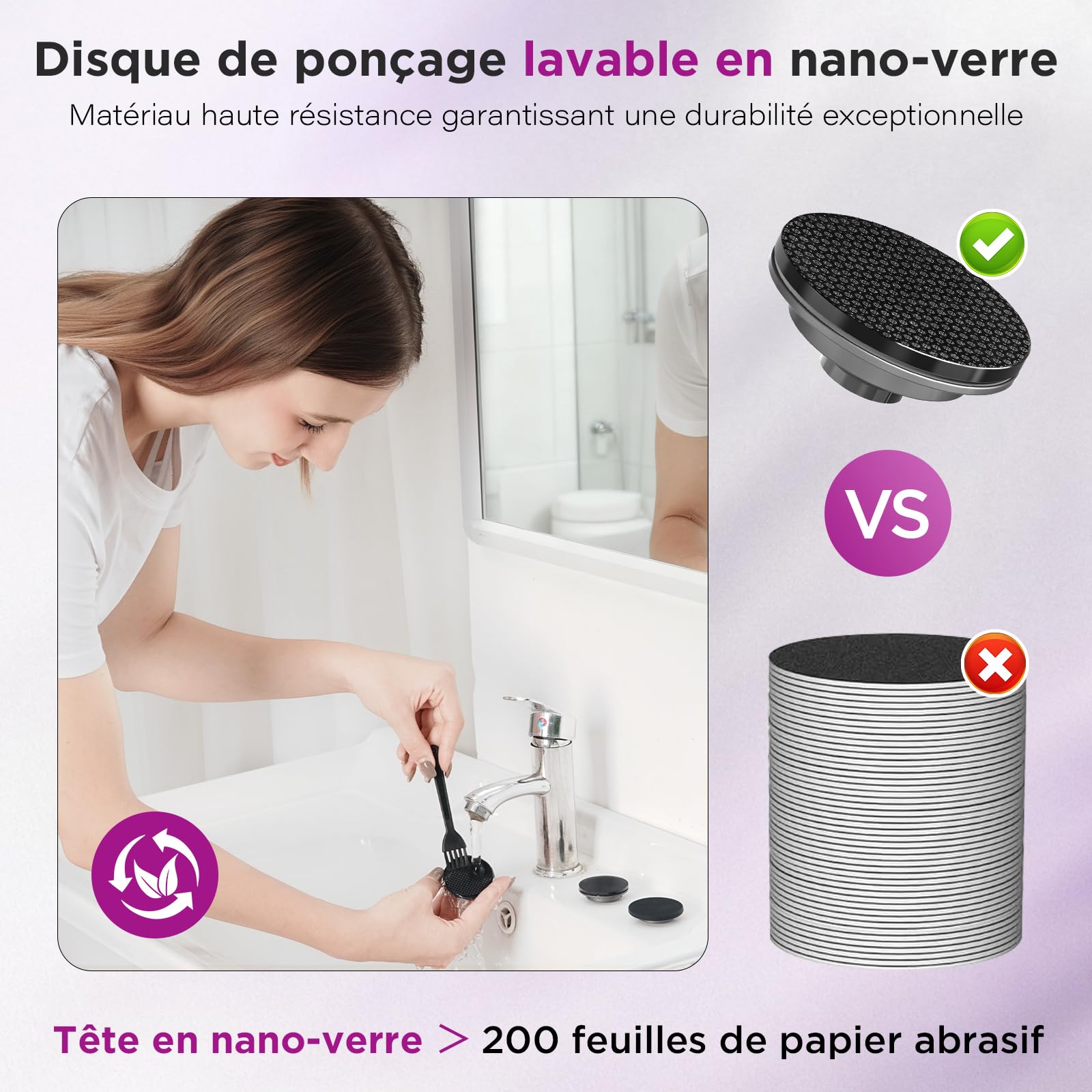 Rapeuse Pieds Électrique en Aluminium Premium, avec Application d’Huile et Tête Nano-Verre Réutilisable, Rapeuse Pieds Ergonomique Anti-Callosités, Batterie 2000mAh Sans Fil pour Soin SPA des Pieds