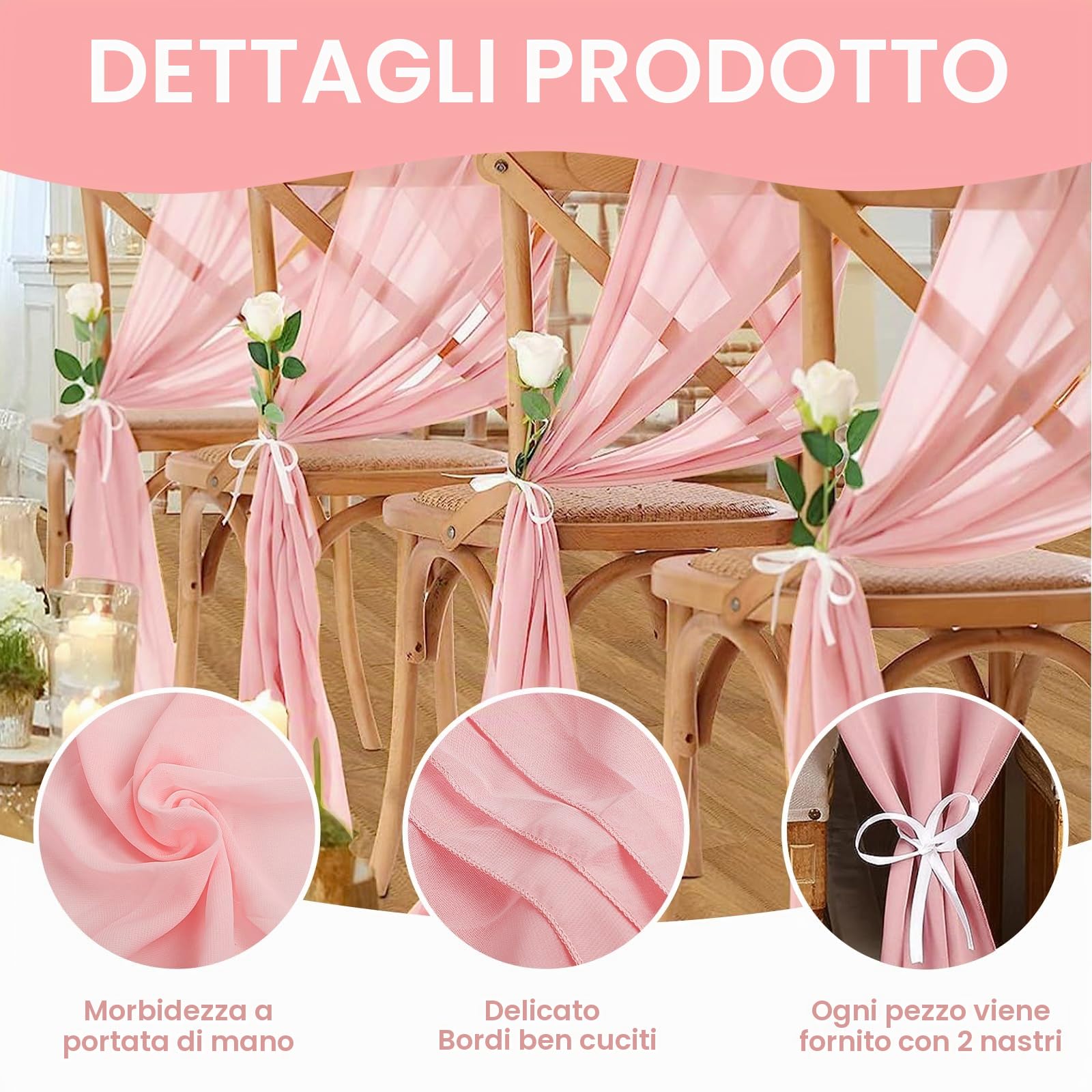 Confezione da 10 runner da tavola in chiffon rosa confetto, da 3 m, runner da tavola per matrimoni, feste di compleanno, decorazioni per la tavola (304,8 x 30,5 cm)