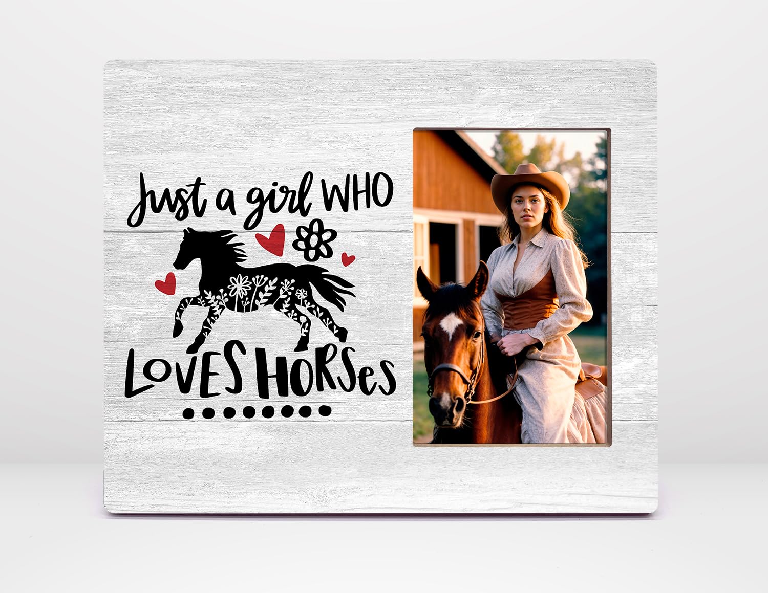 Orchroma Horse Picture Frame,Just A Girl Who Loves Horses,Horse Lover Horse Rider Girls Gifts,Horse Themed Wall Tabletop 8x10 Picture Frames for Office Hom,4x6 Photo